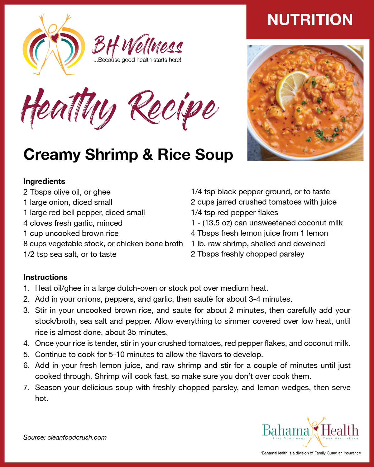 Creamy Shrimp and Rice Soup - Bahama Health
