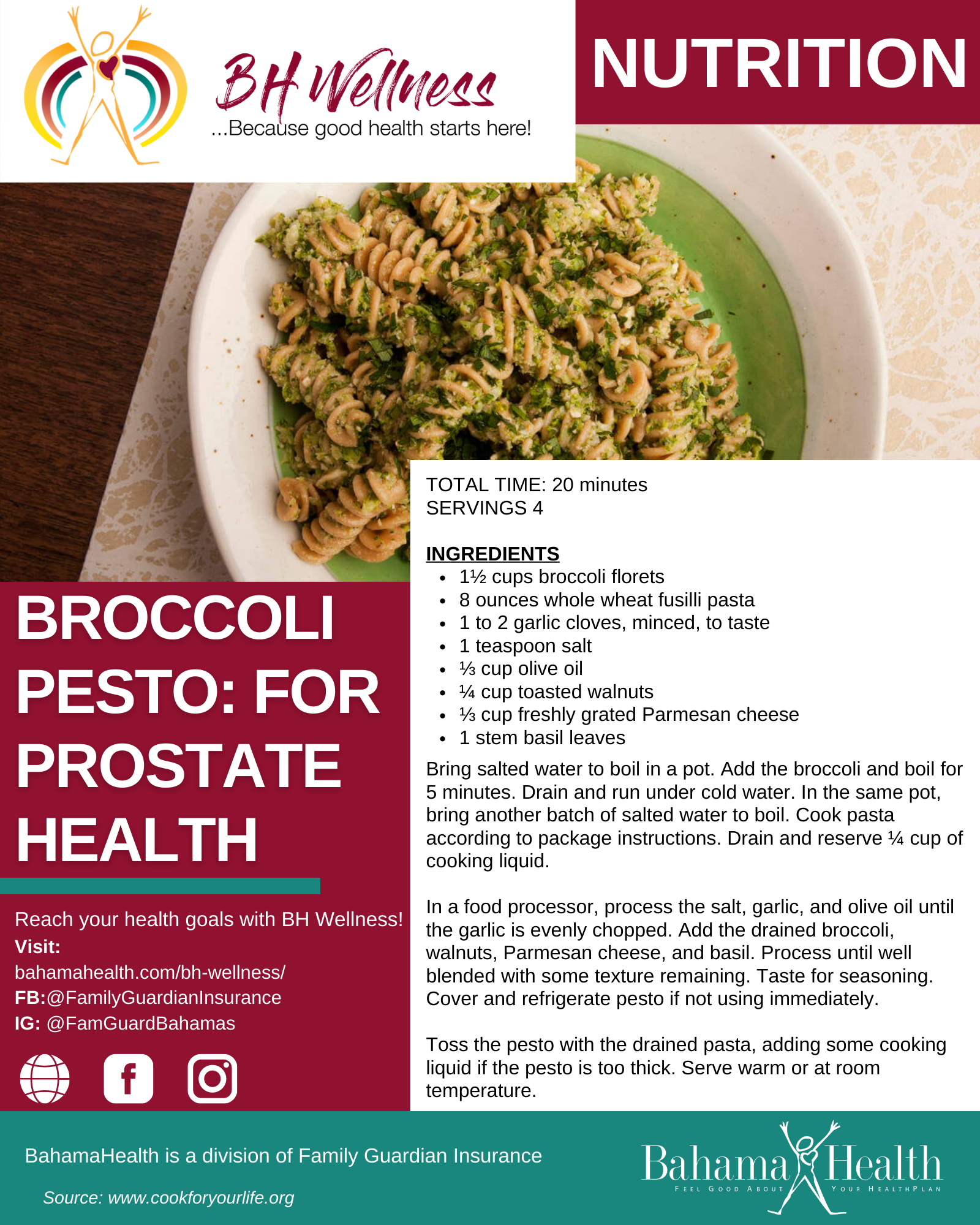 Broccoli Pesto For Prostate Health Bahama Health